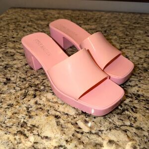 Steve Madden Light Pink Chunky Heel Slide Sandals